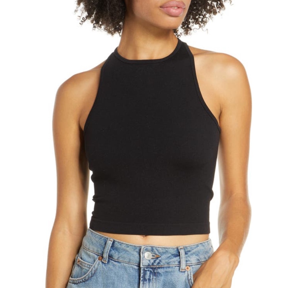 NWOT Free People Hayley Racerback Brami Crop Top XS/S Ribbed Hi Neck Intimately
